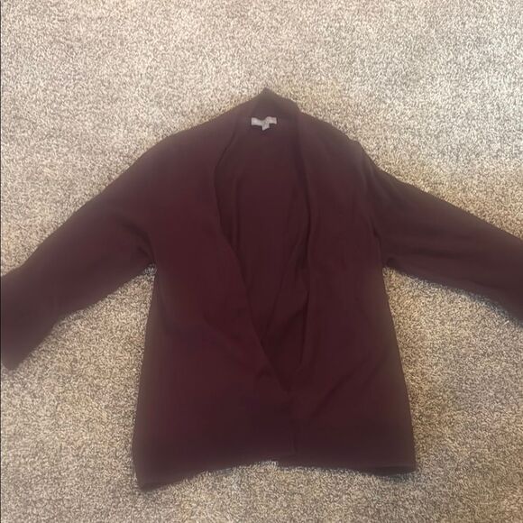 Red Knitted V-Neck Cardigan with Ribbed Cuffs - Picture 1 of 1